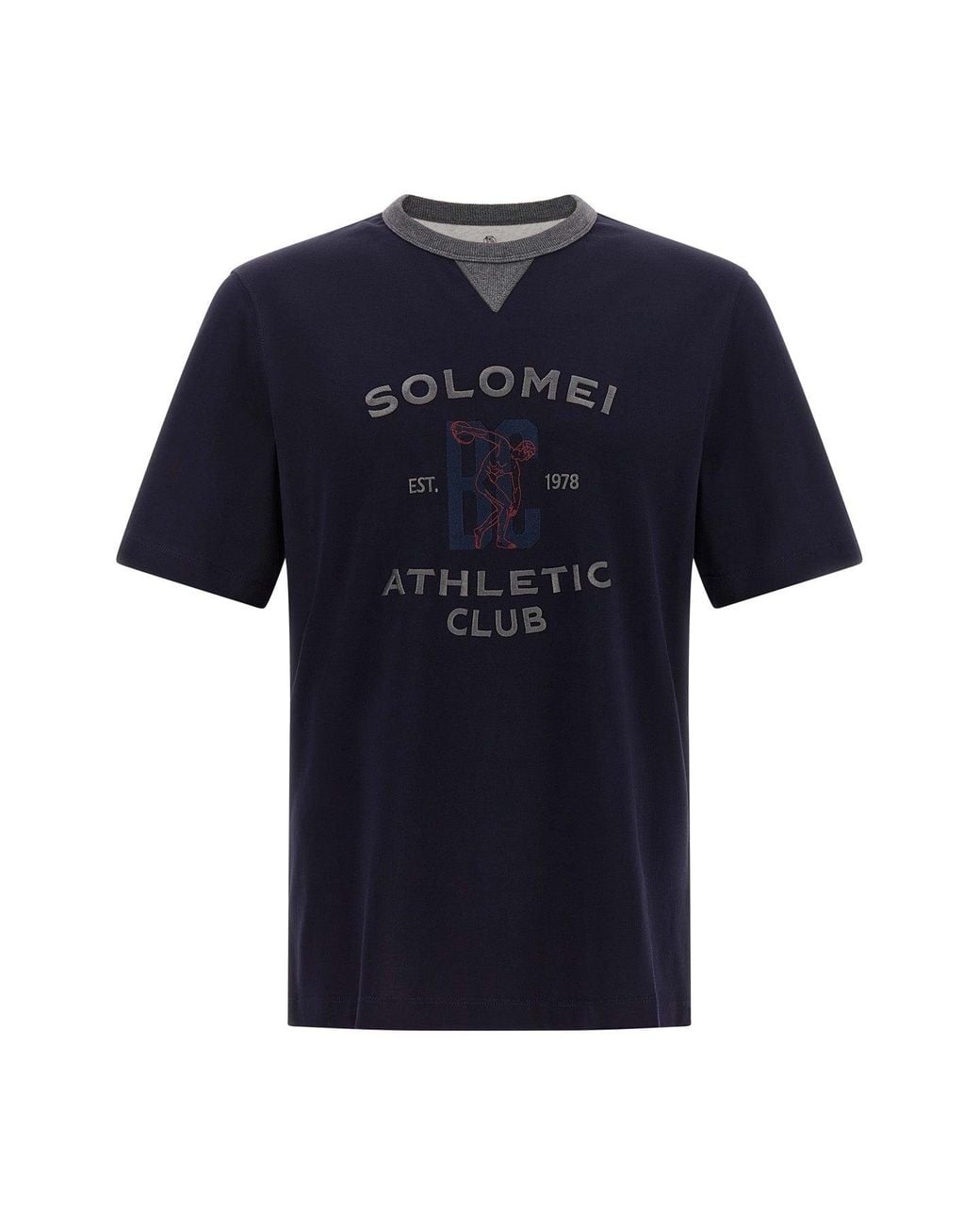 Brunello Cucinelli Blue 'Solomei Athletic Club' T-Shirt for men