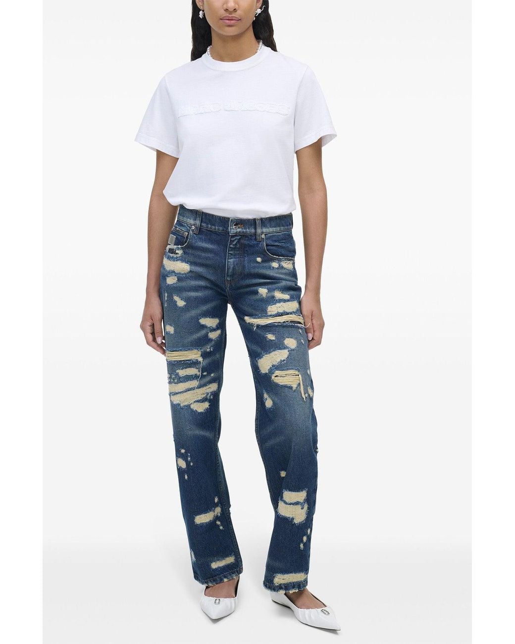 Marc Jacobs Blue 'Rip And Repair Straight' Jeans