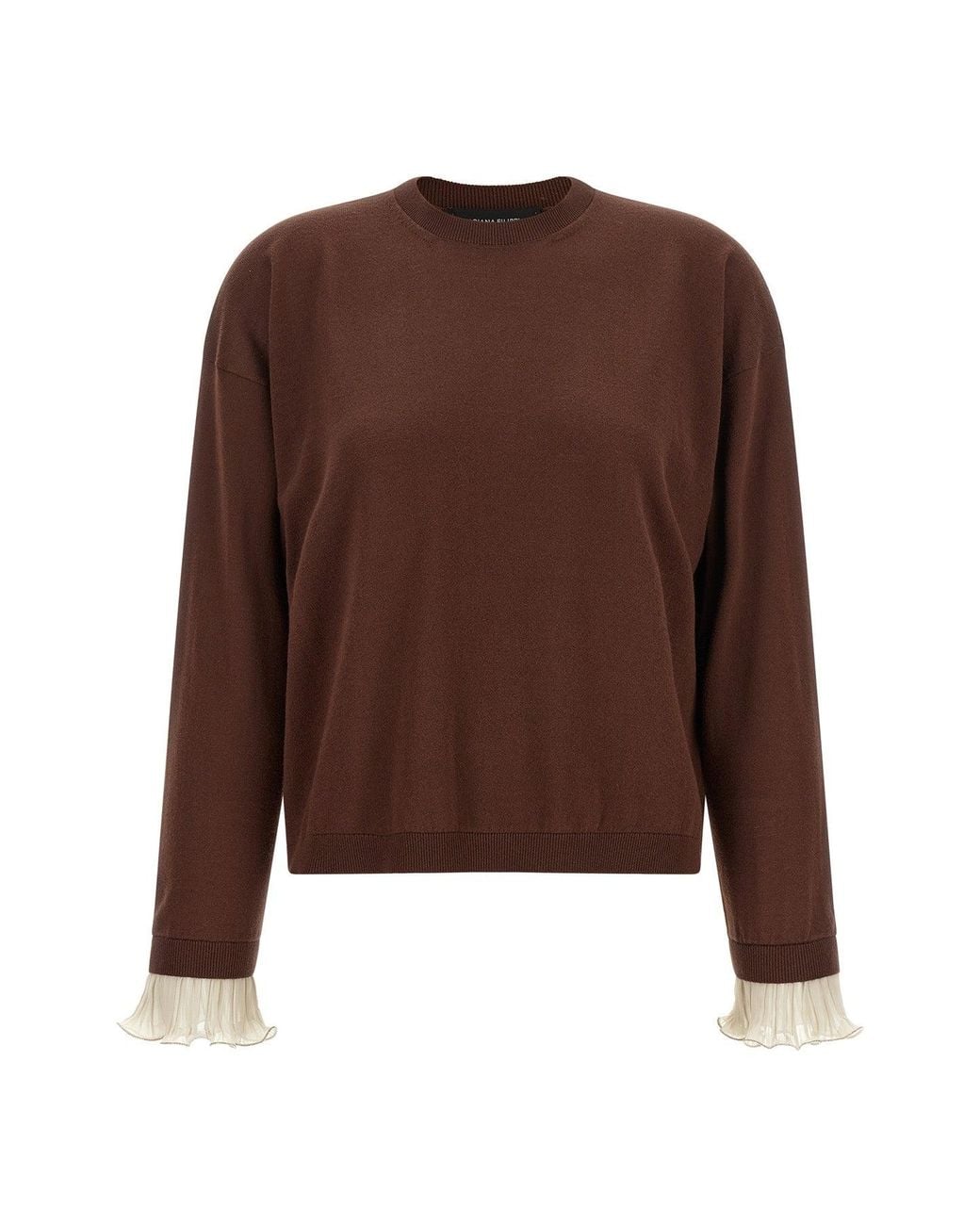 Fabiana Filippi Brown Pleated Cuffs Sweater