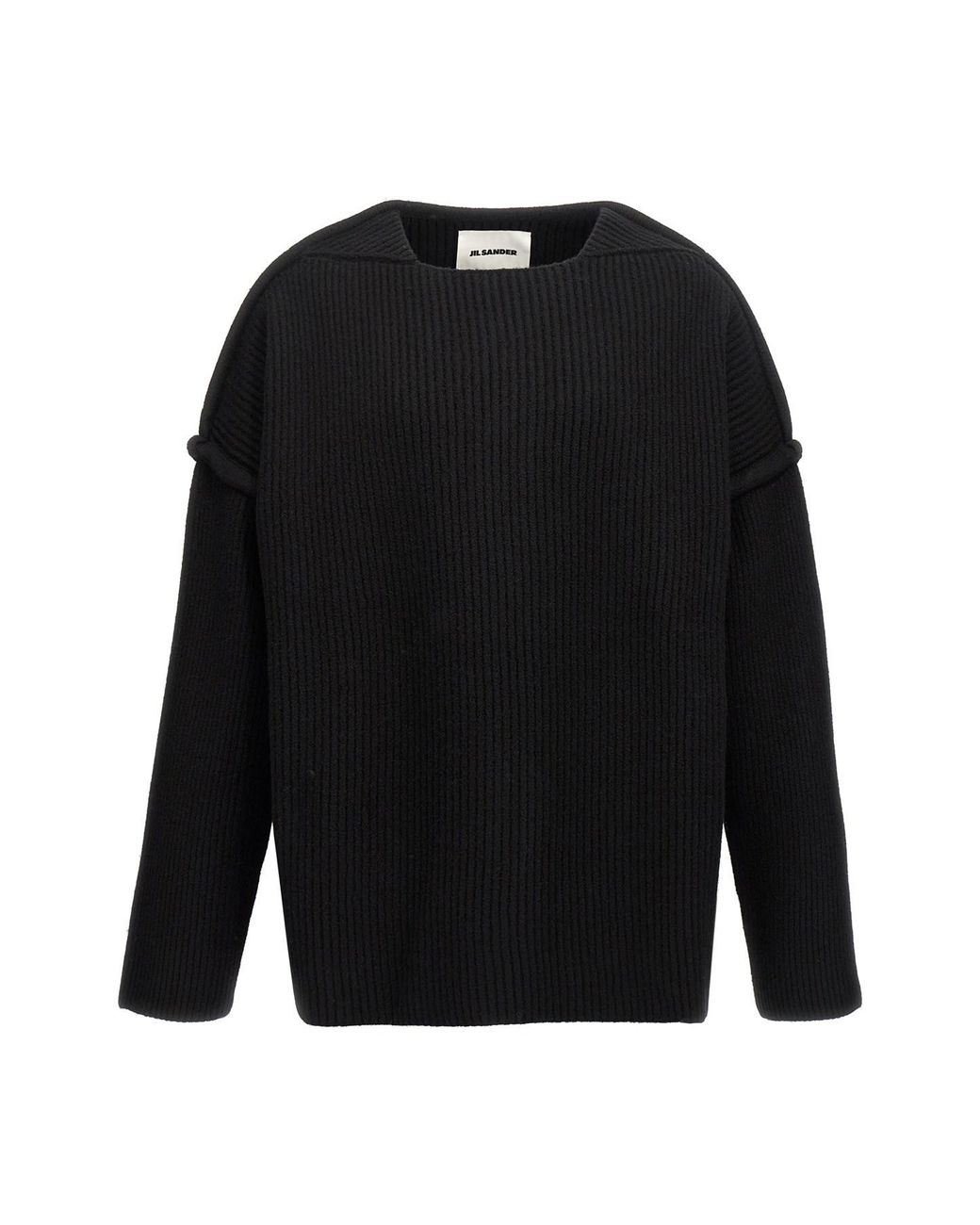 Jil Sander Black Geometric Neckline Sweater for men