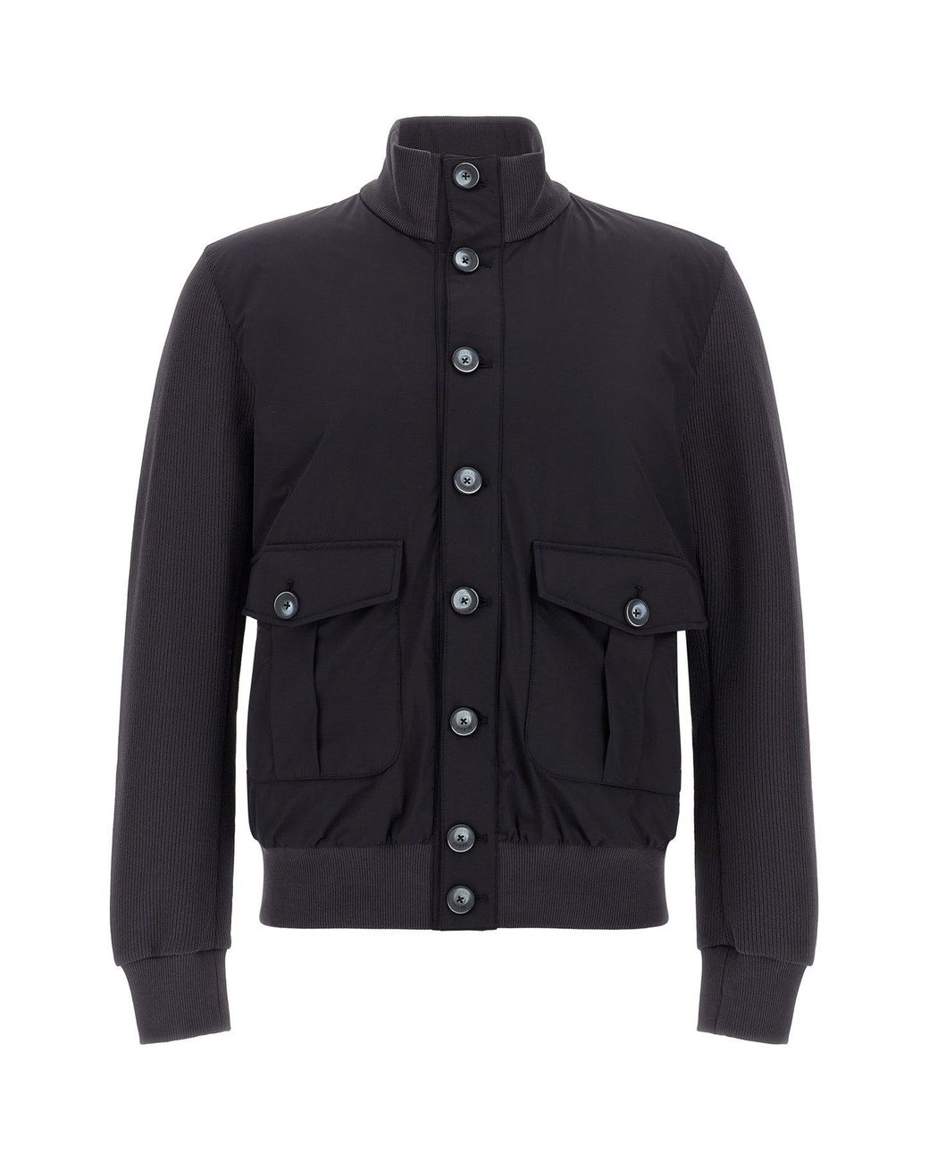 Herno Blue Casual Jacket With Hybrid Construction for men