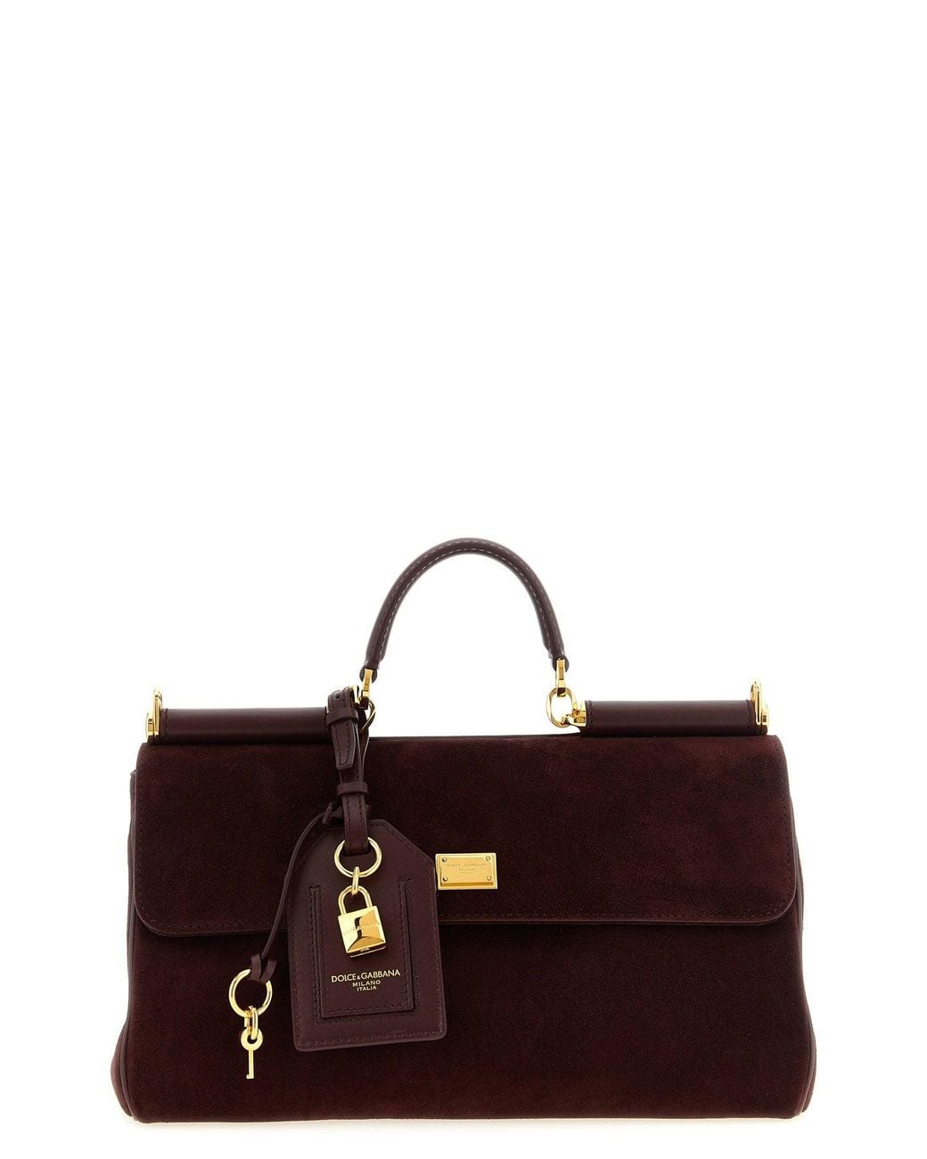 Dolce & Gabbana Red My Sicily Medium Suede Top Handle Bag