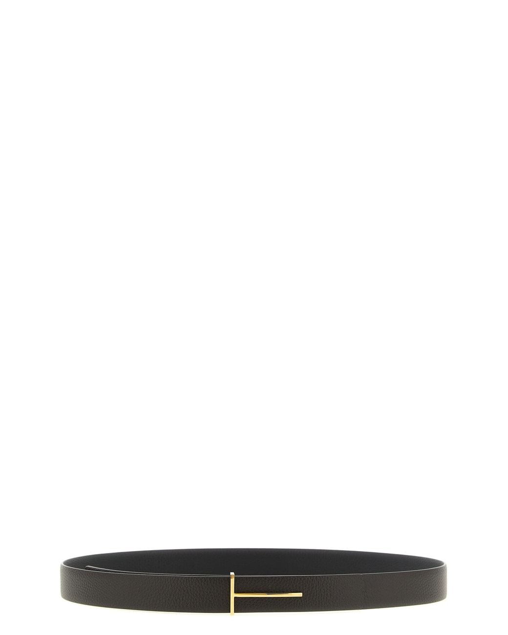 Tom Ford Black Reversible Belt With T Buckle for men