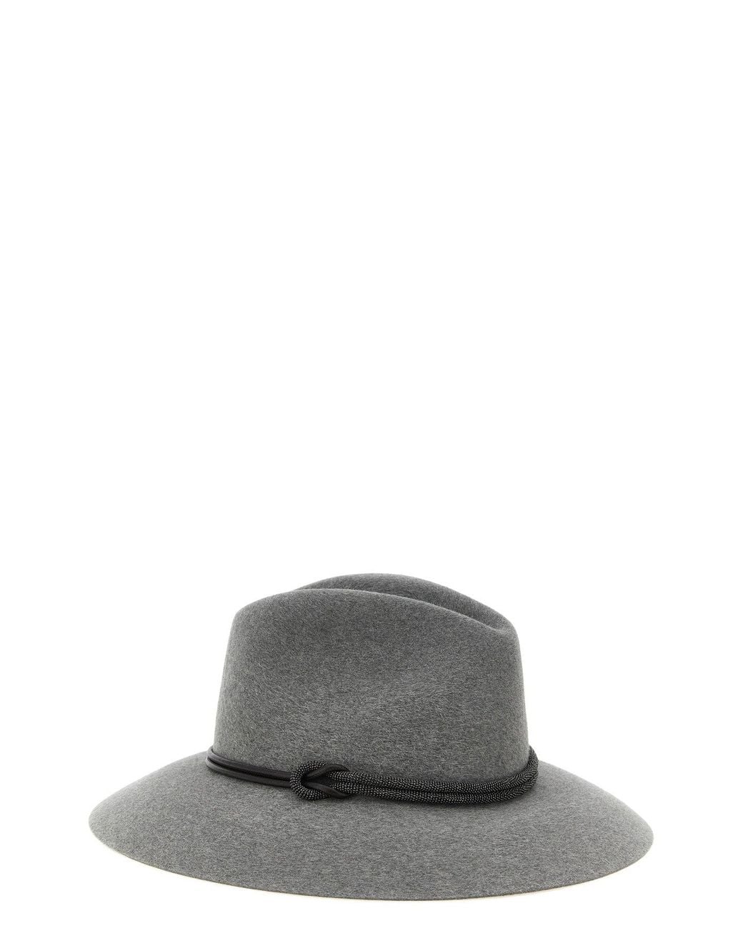 Brunello Cucinelli Gray Felt Fedora Hat