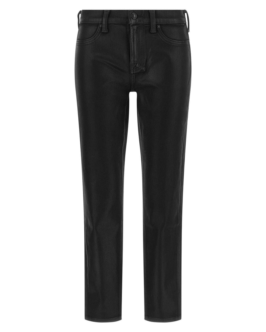 7 For All Mankind Black Luxurious Leather-Effect Denim Jeans