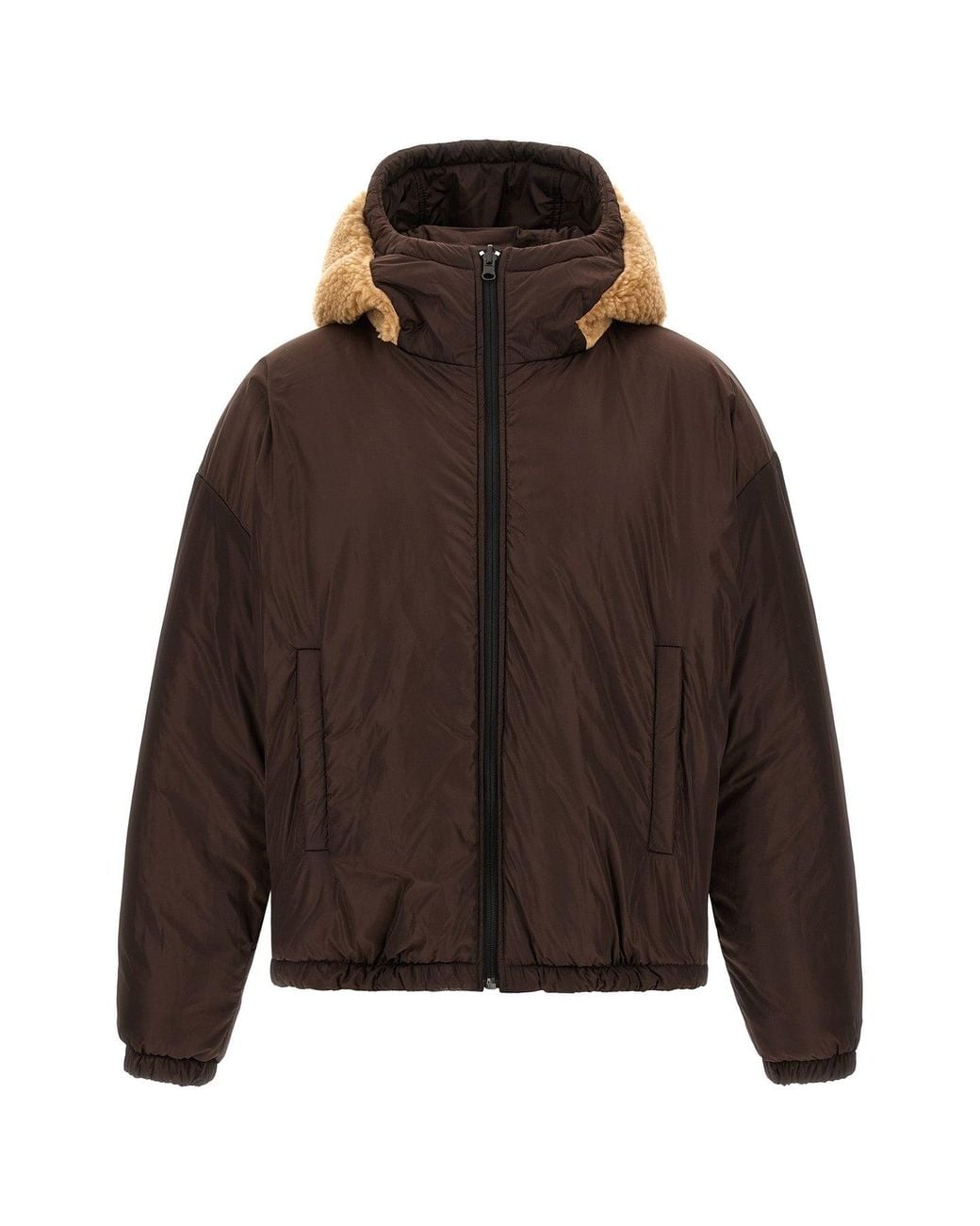 DSquared² Brown Reversible Teddy Jacket With Logo Patch for men