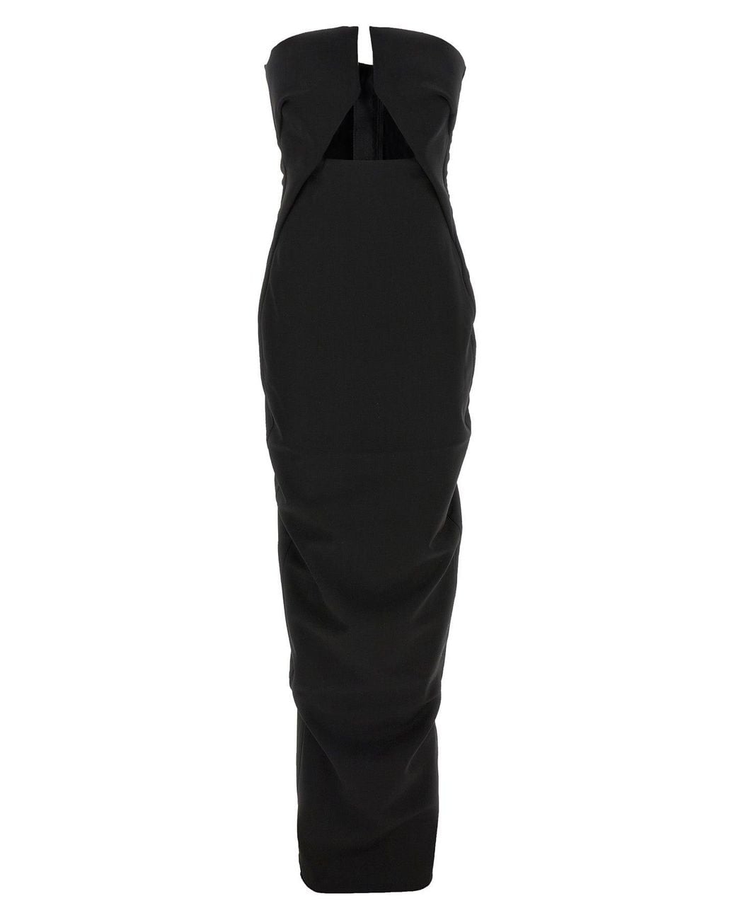 Rick Owens Black Maxi Dress With Geometric Cut-Out Detail