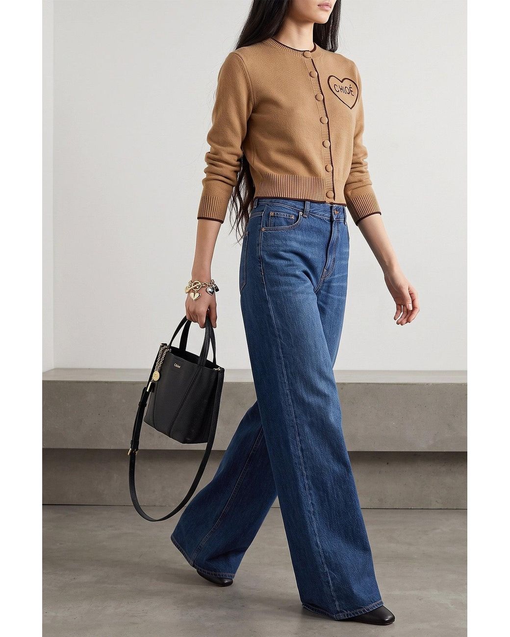 Chloé Natural Heart Intarsia Cardigan