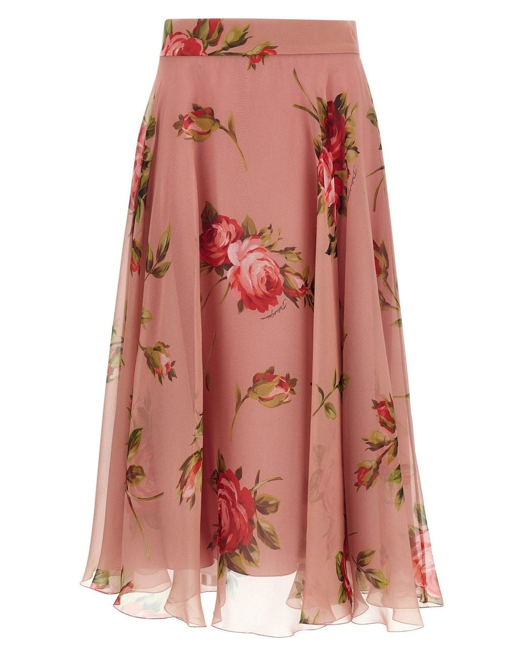 Dolce & Gabbana Red 'Bouquet Rose' Skirt