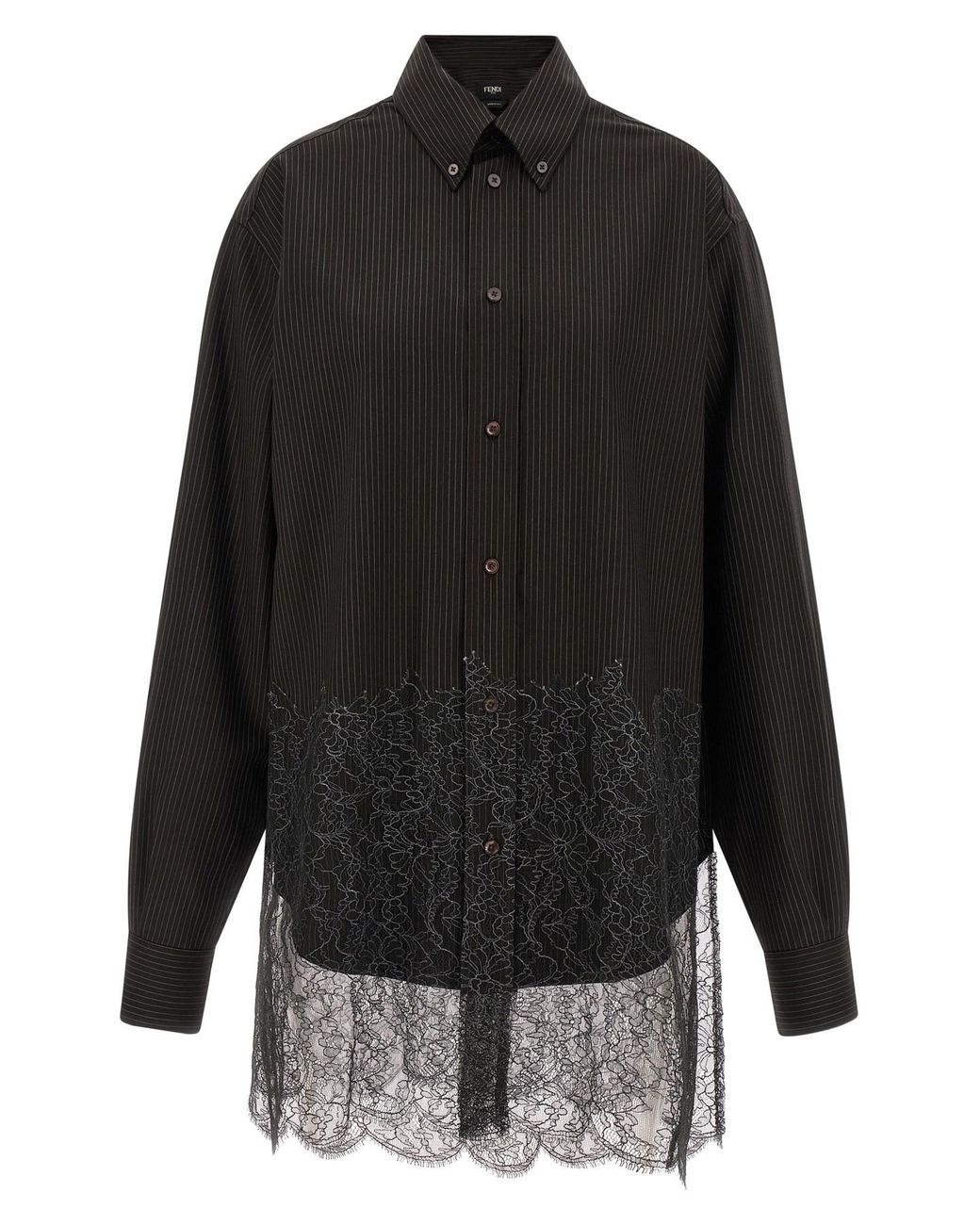Fendi Black Wool And Lace Shirt for men