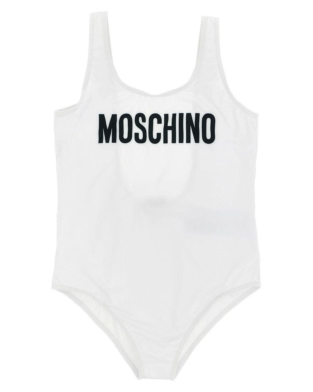 Moschino White One-Piece Swimsuit With Maxi Logo
