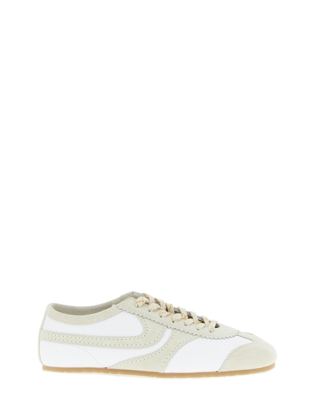 Dries Van Noten White Low-Profile Leather Sneakers With Contrasting Suede Inserts for men
