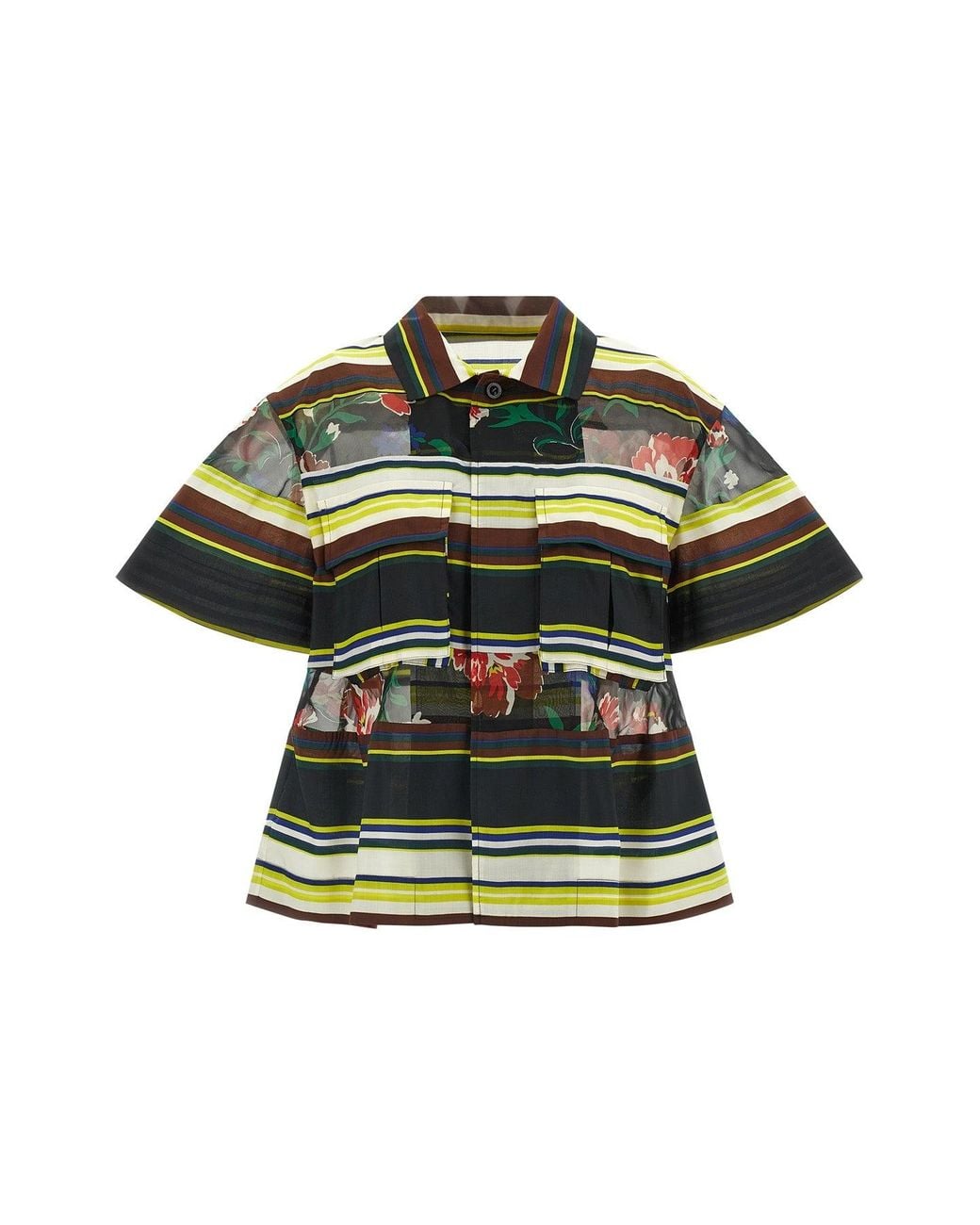 Sacai Green Organza Insert Shirt