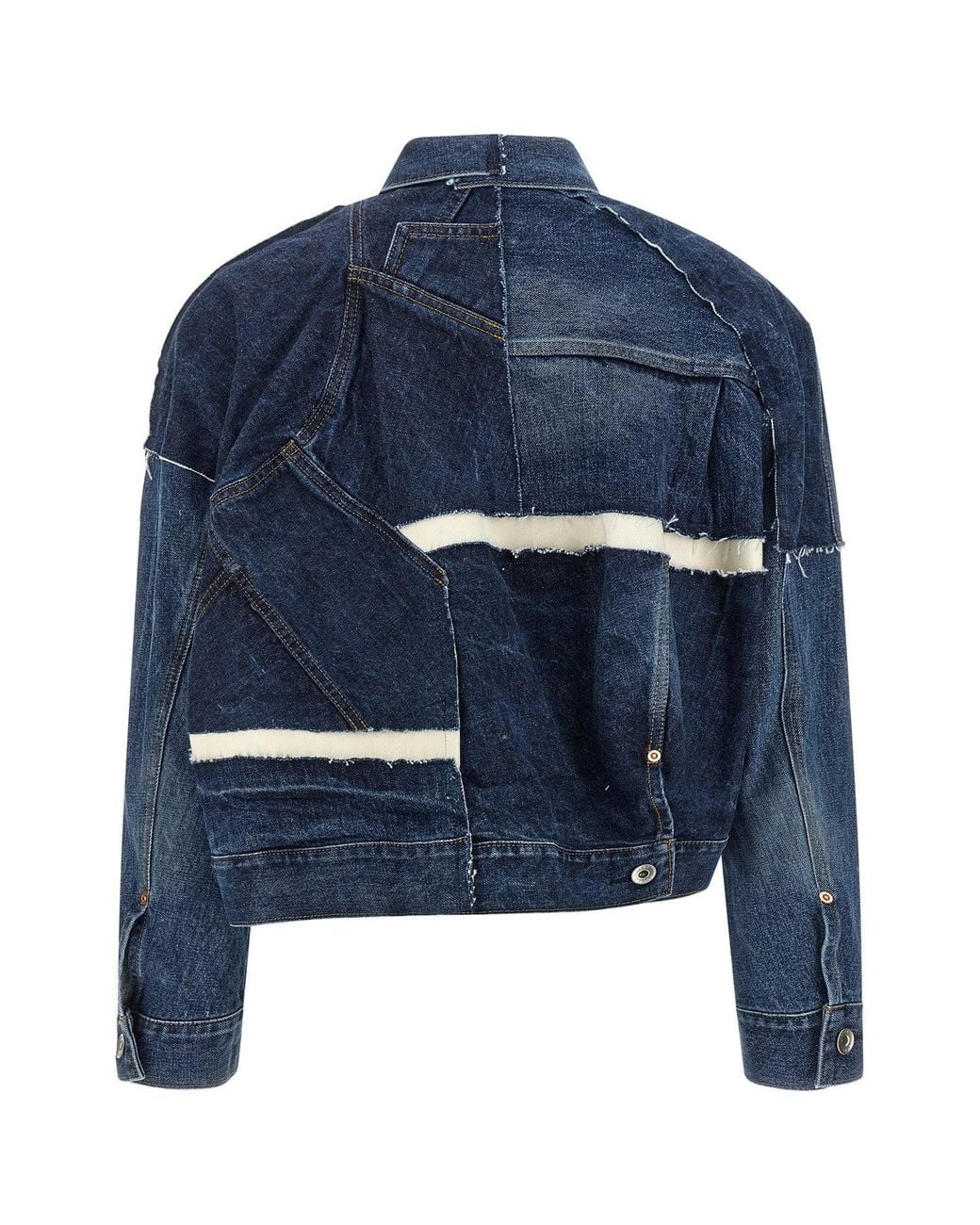 Sacai Blue Denim Jacket With Patchwork Construction