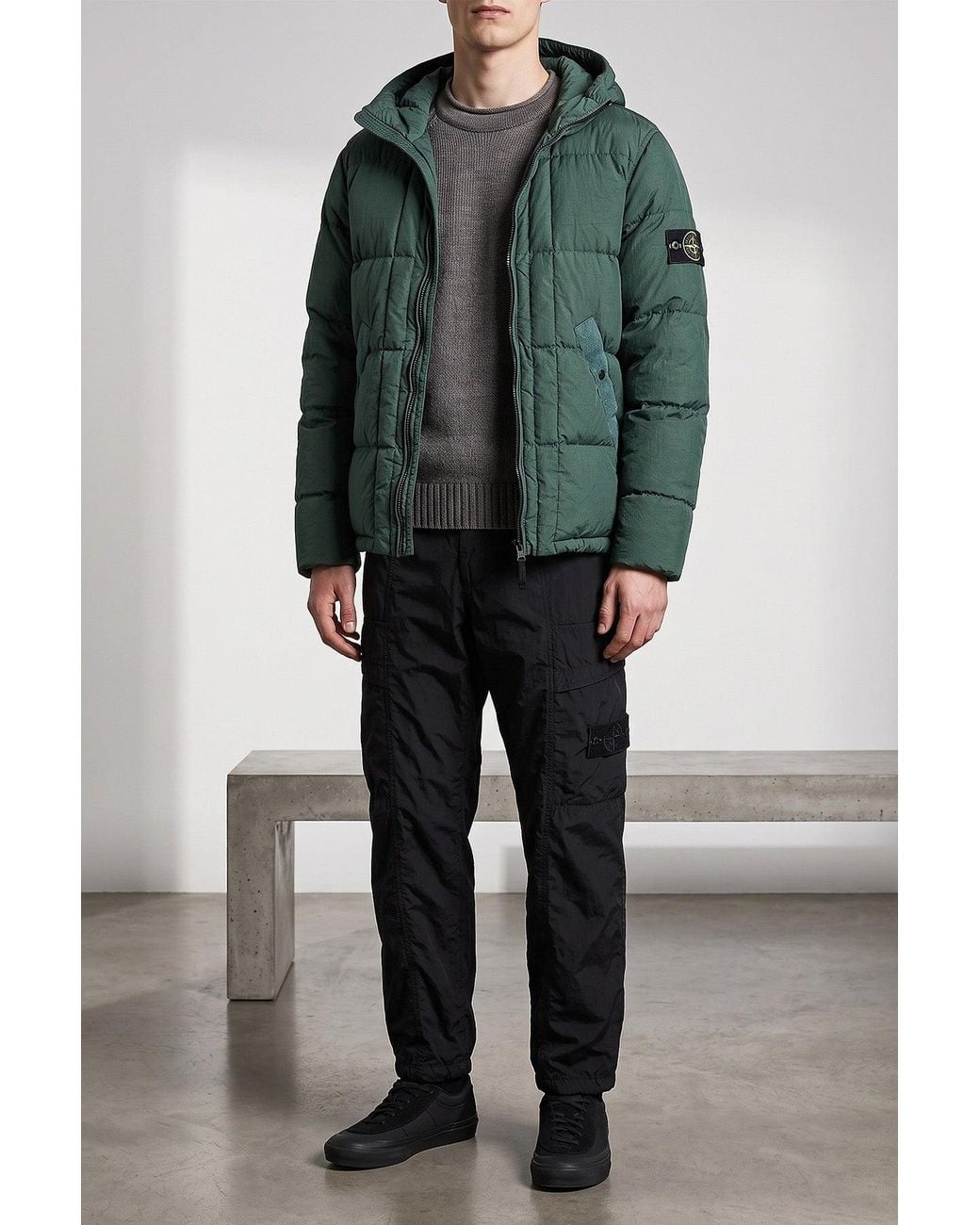 Stone Island Green Padded Jacket for men