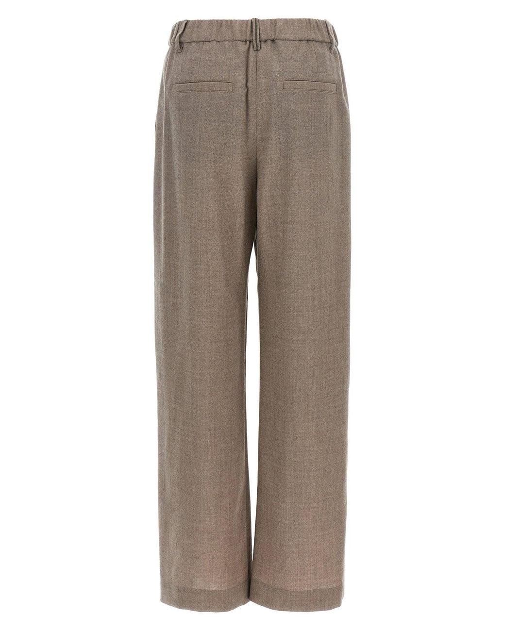 Brunello Cucinelli Brown Fine Virgin Wool Trousers With Pleats