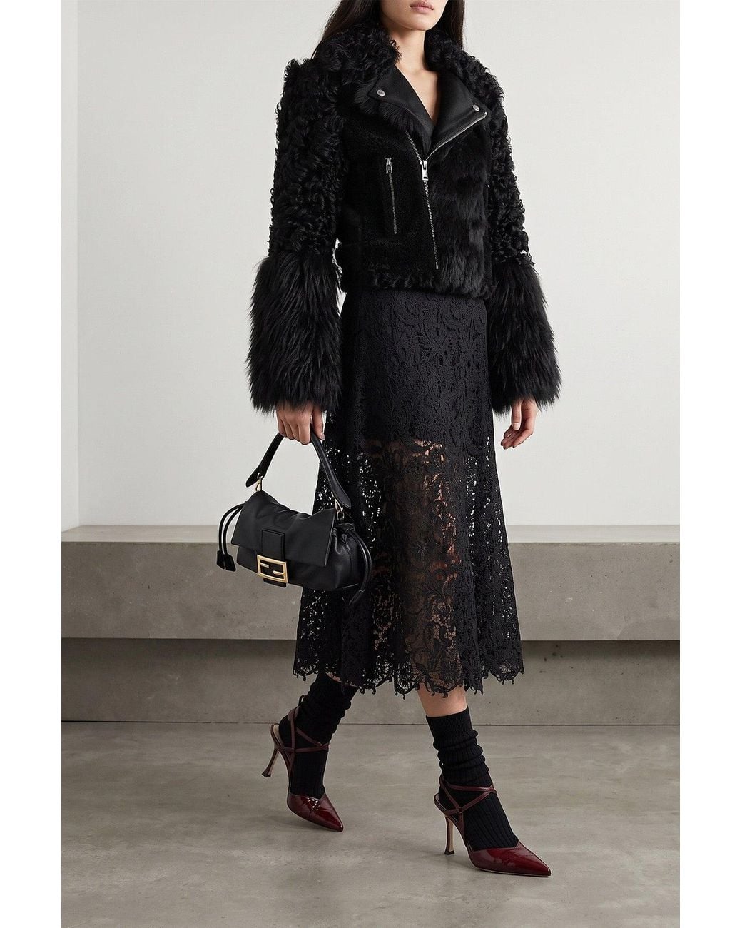 Fendi Black Baguette Soft Piccola Handbag
