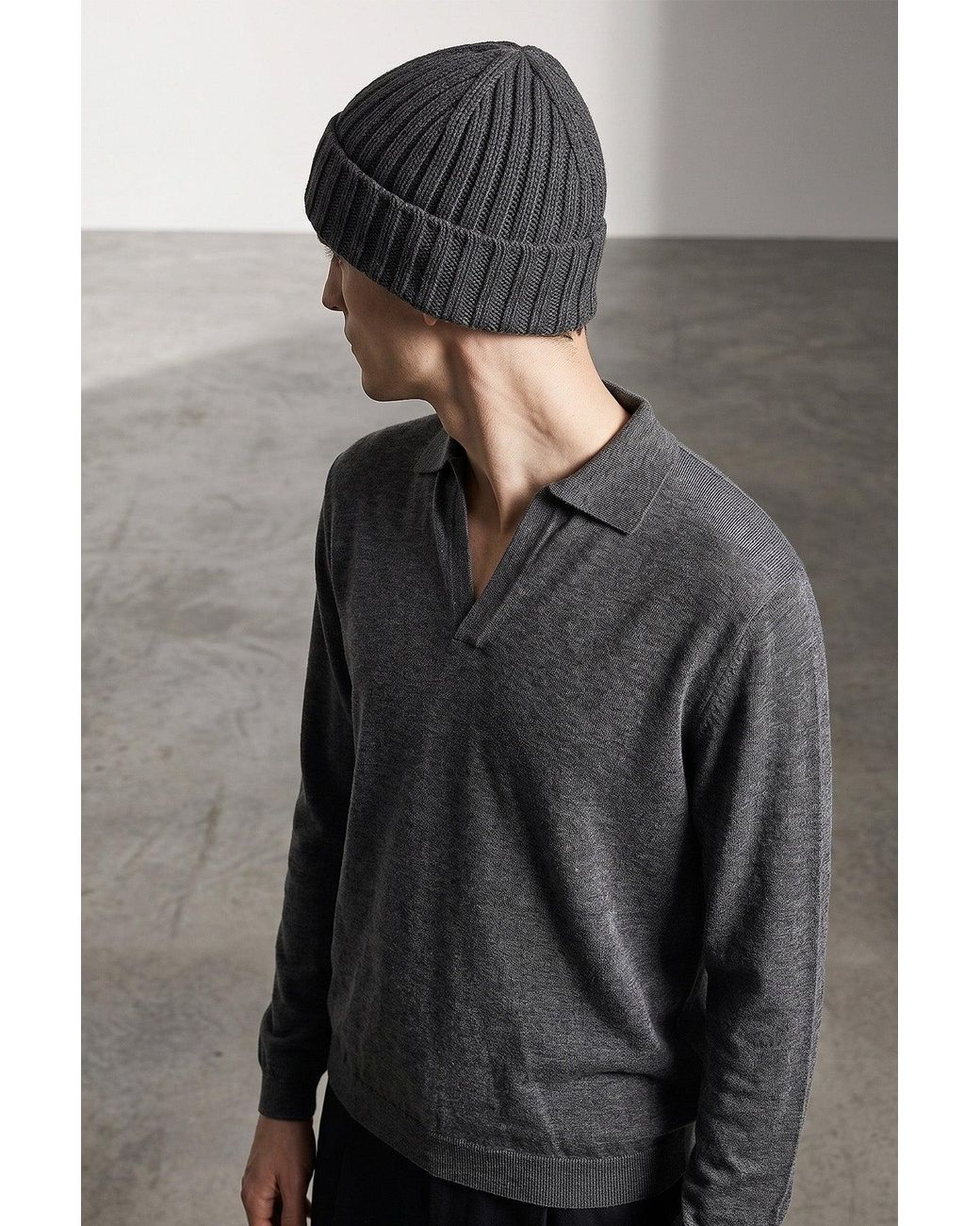 LARMERI STUDIO Gray The 'Touch' Polo Knit for men