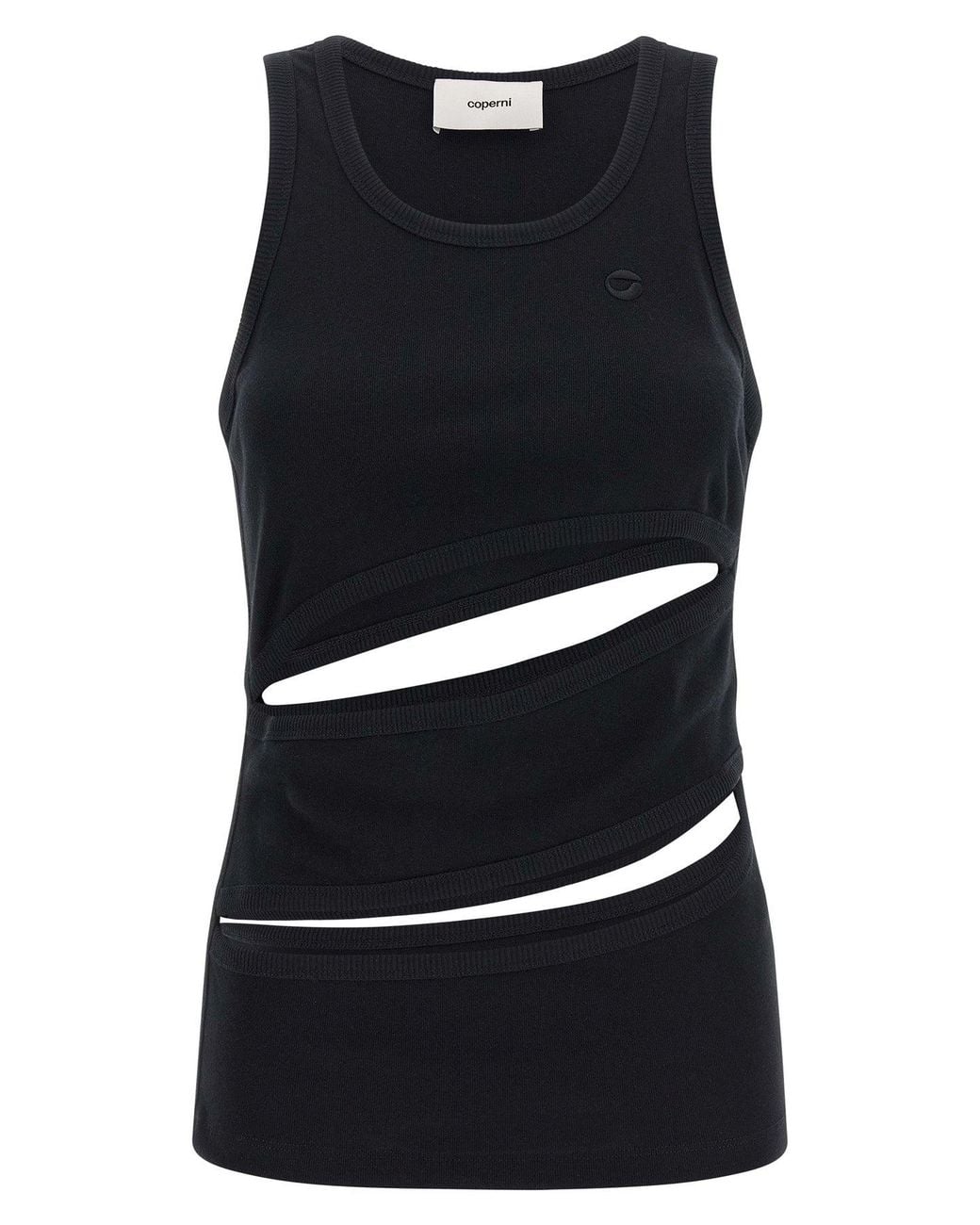 Coperni Black Tank Top With Asymmetrical Cut-Outs