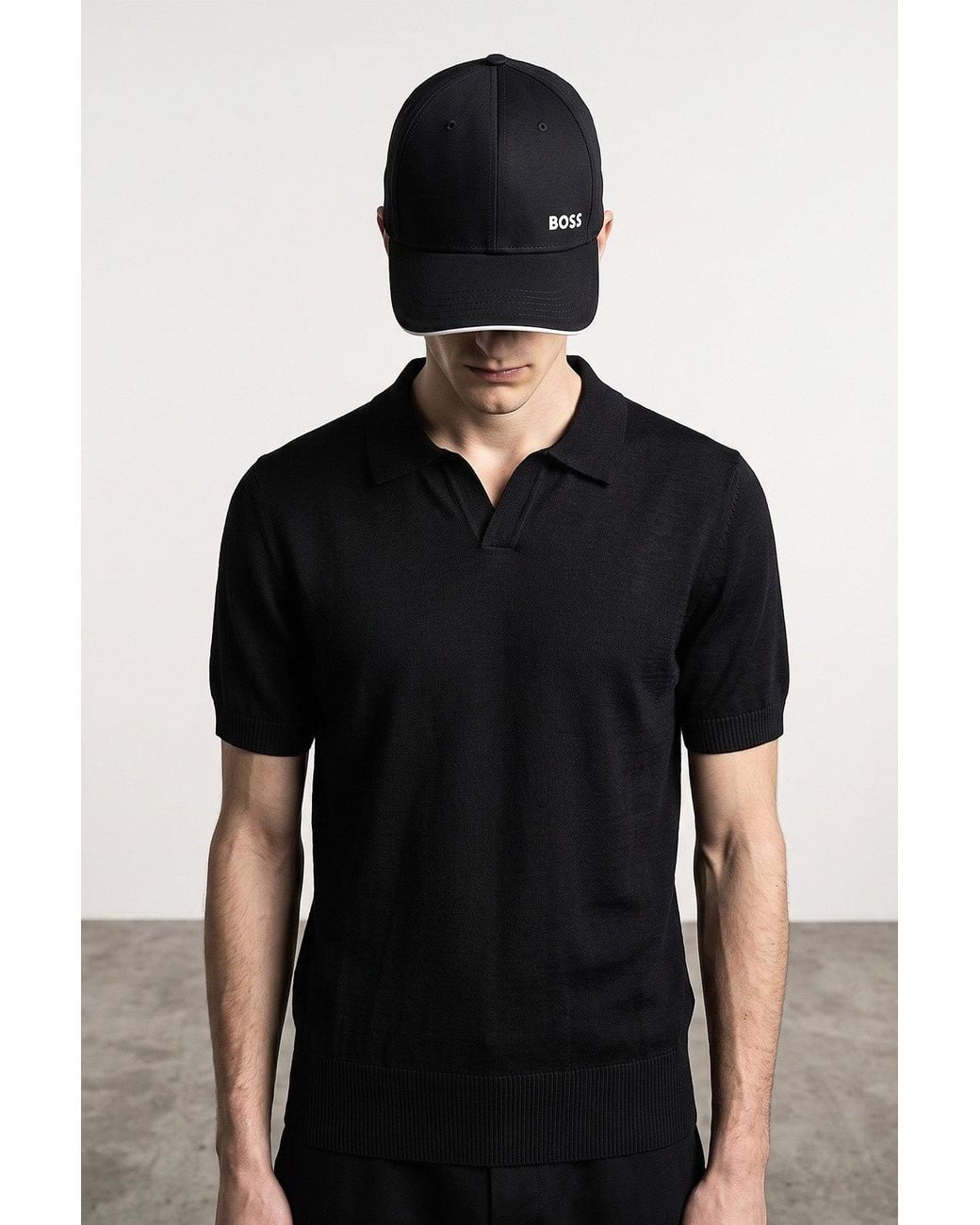 Boss Black Boss Knitted Polo Shirt With Johnny Collar for men