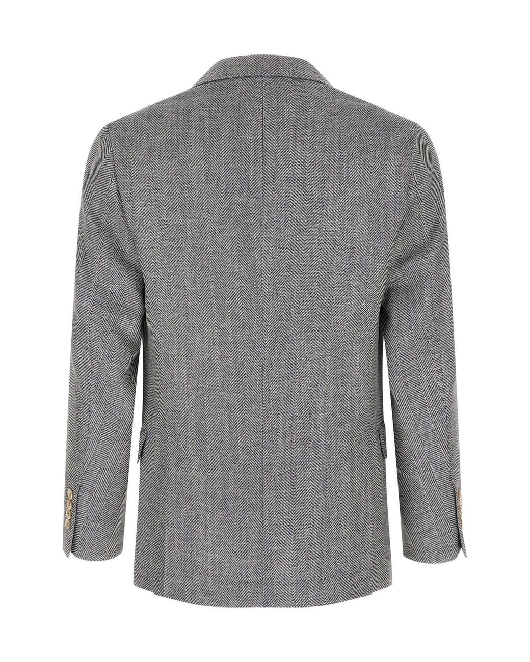 Brunello Cucinelli Gray Deconstructed Single-Breasted Blazer for men