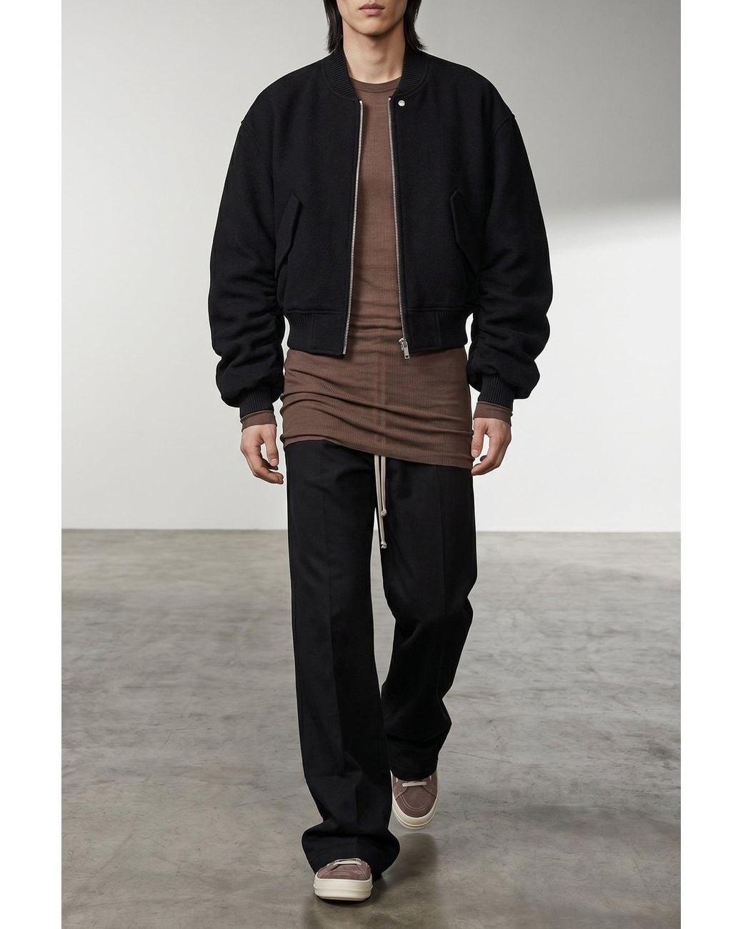 Rick Owens Black Bomber With Sculptural Sleeves for men