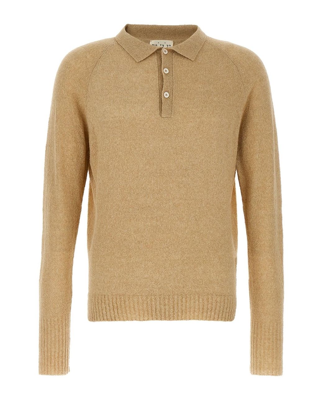 Ma'ry'ya Natural Bouclé Cotton Polo Shirt for men