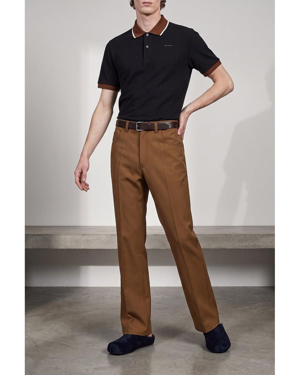 Marni Blue Sabot With Long Calf Hair for men