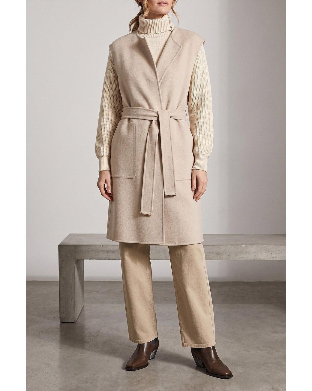 Agnona Natural Belted Cashmere Vest
