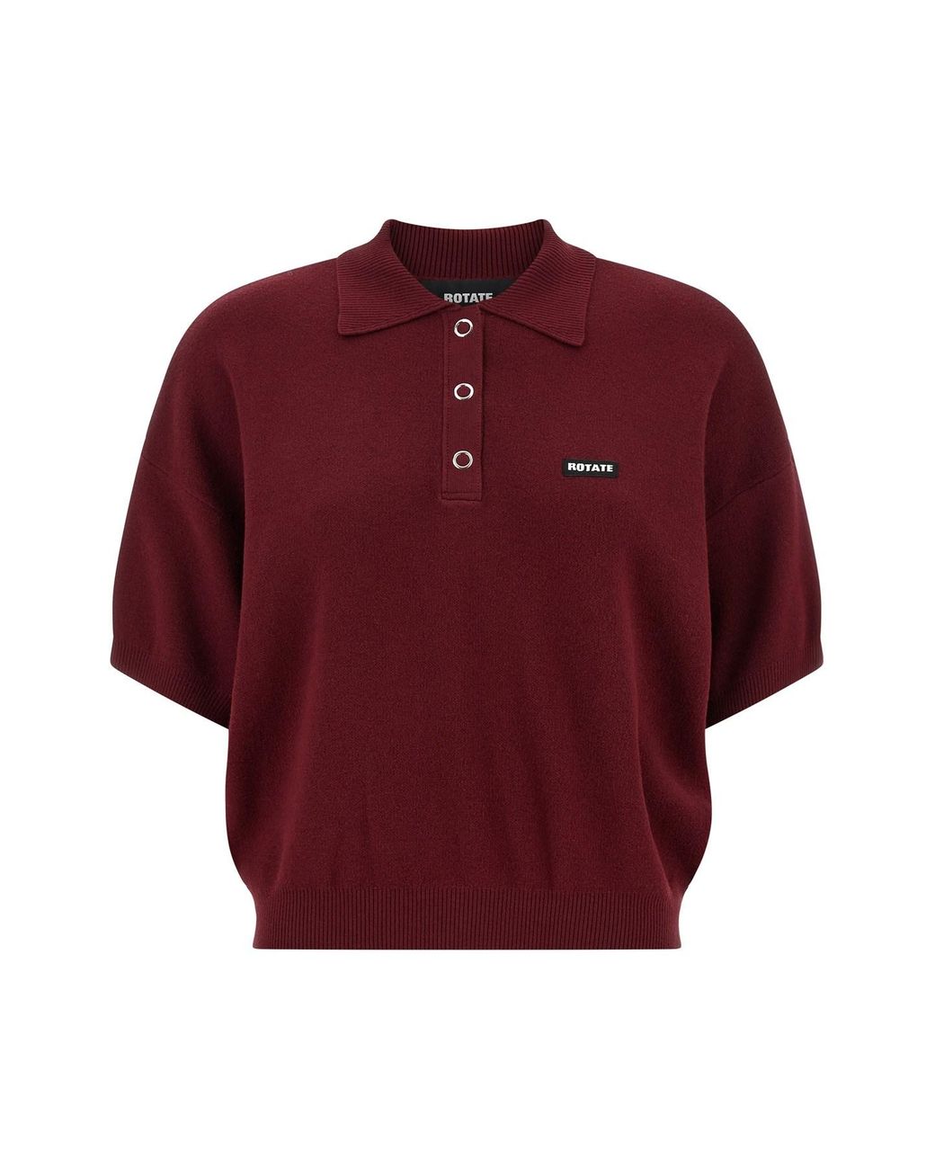 ROTATE BIRGER CHRISTENSEN Red 'slinky Knit' Polo Shirt