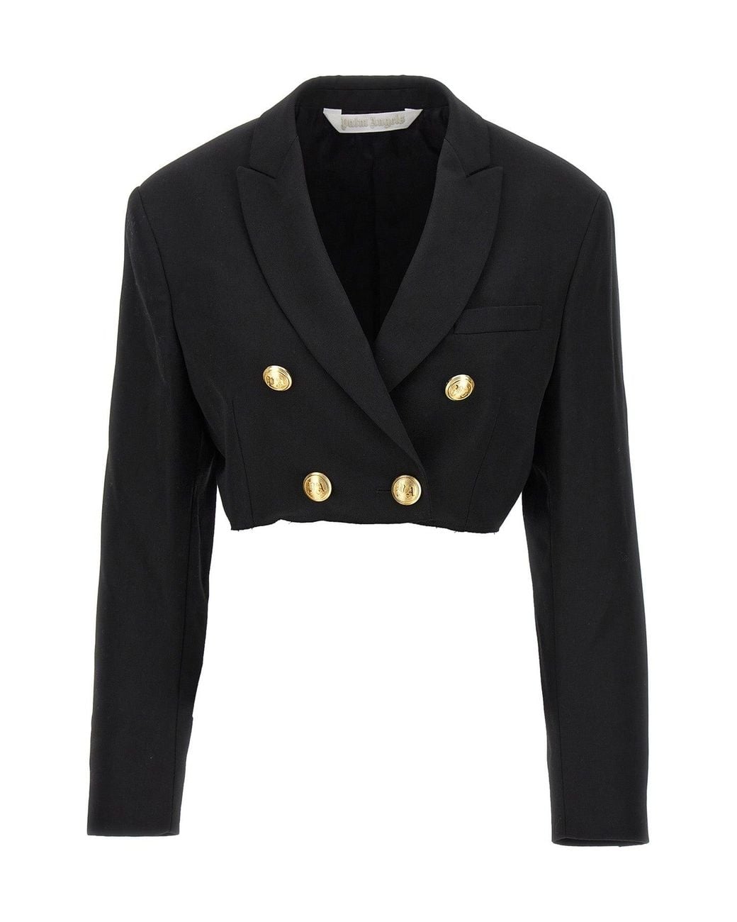Palm Angels Black 'Cropped Double-Breasted' Blazer