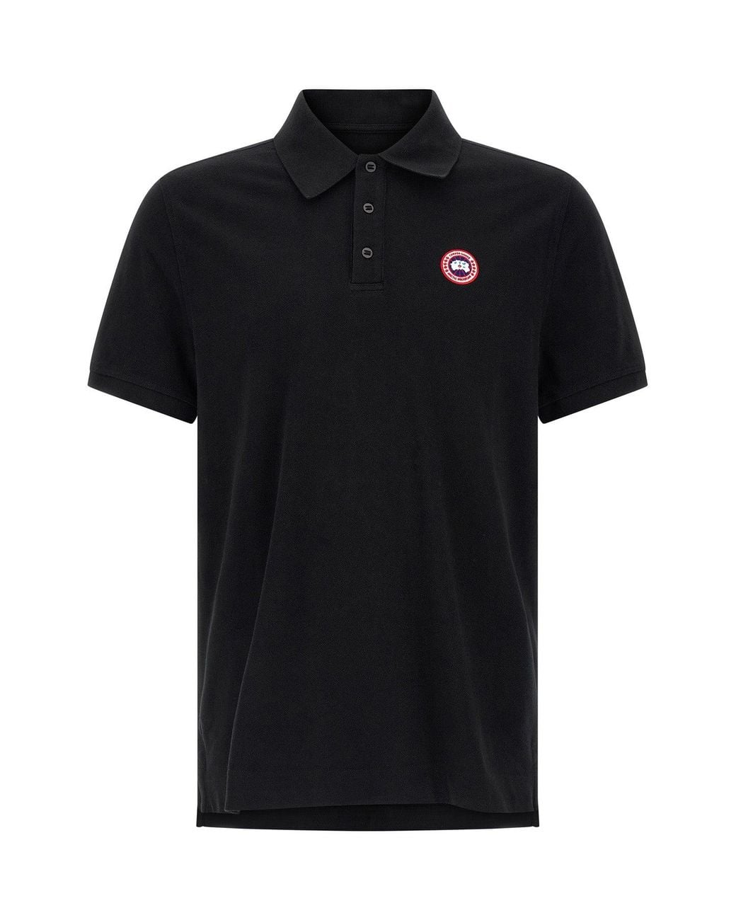Canada Goose Black Cotton Piqué Polo With Logo Patch