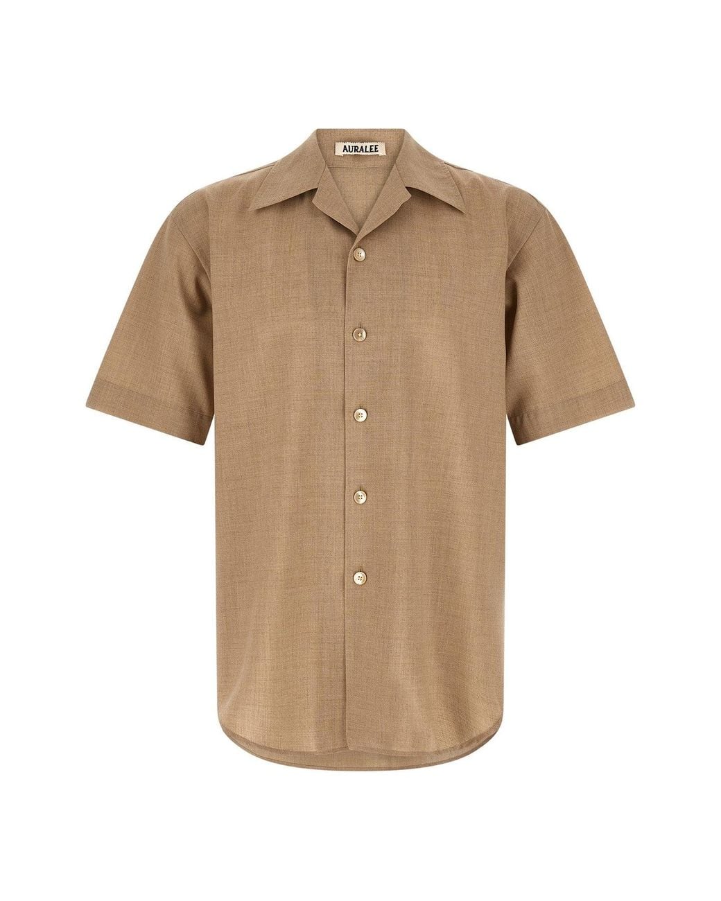 Auralee Natural Cashmere Camp Collar Shirt for men