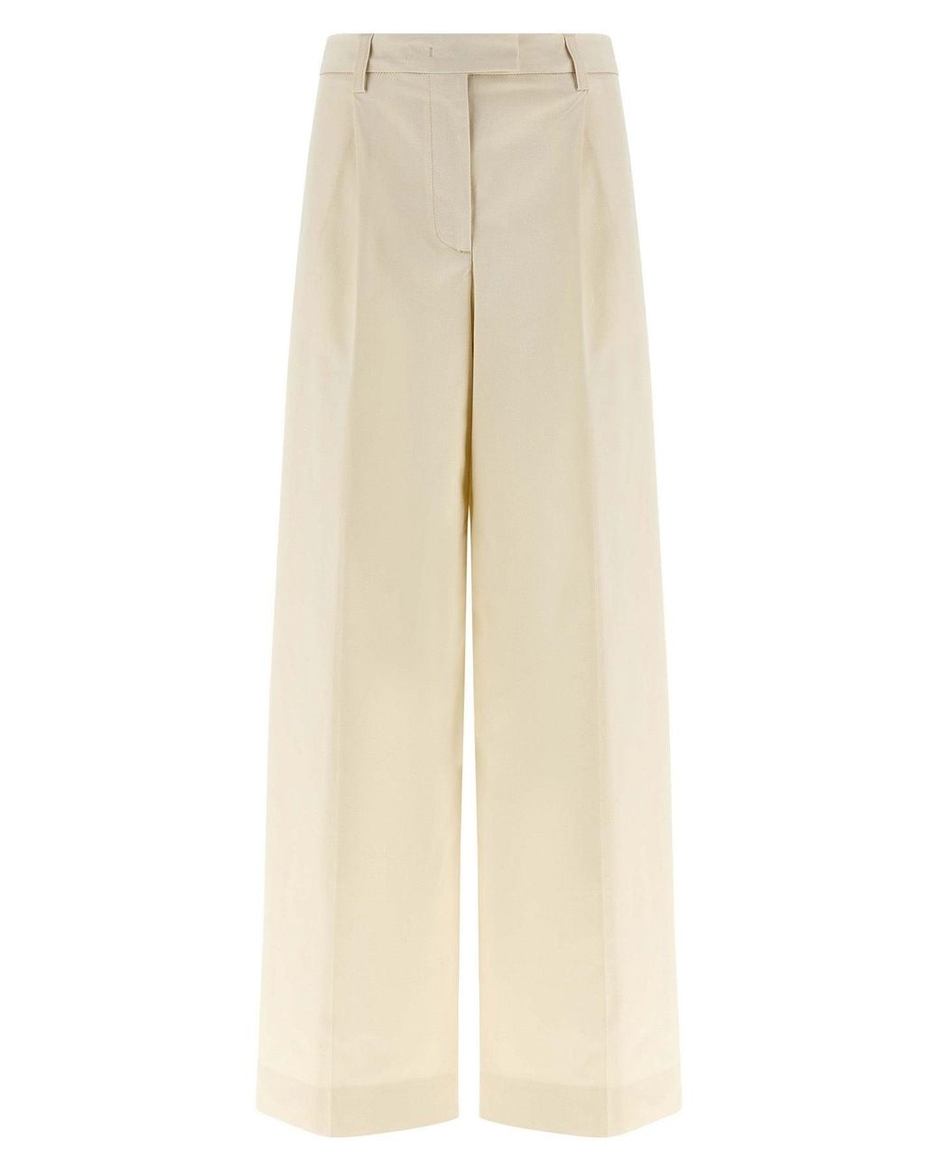 Thelatest Natural Wide-Leg Trousers With Pressed Crease