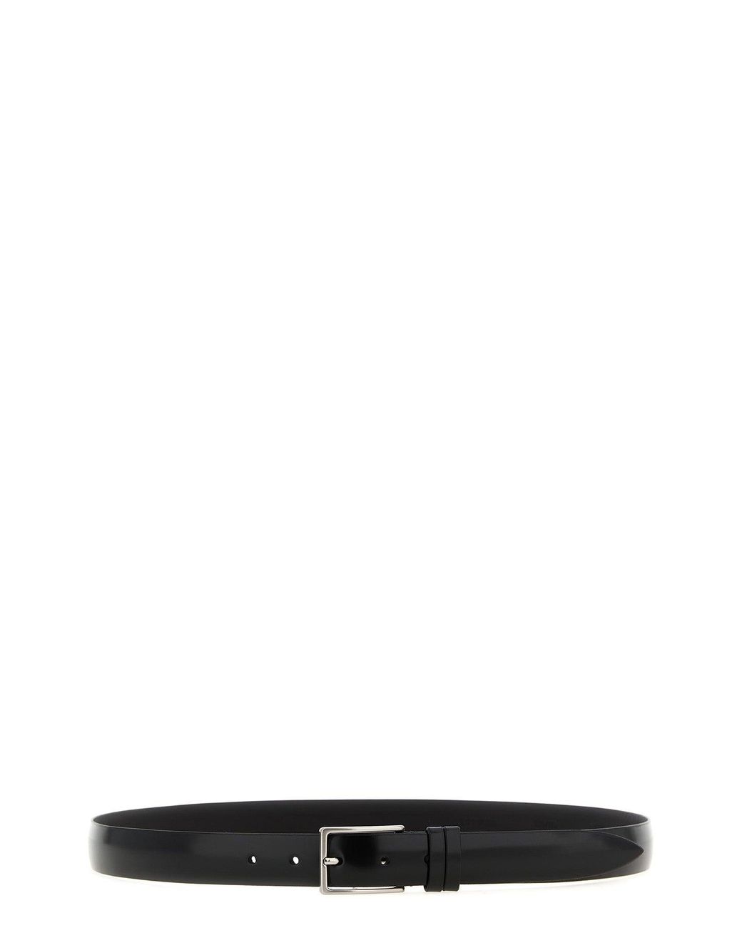 ZERBINI CLAUDIO Black Brushed Leather Belt for men