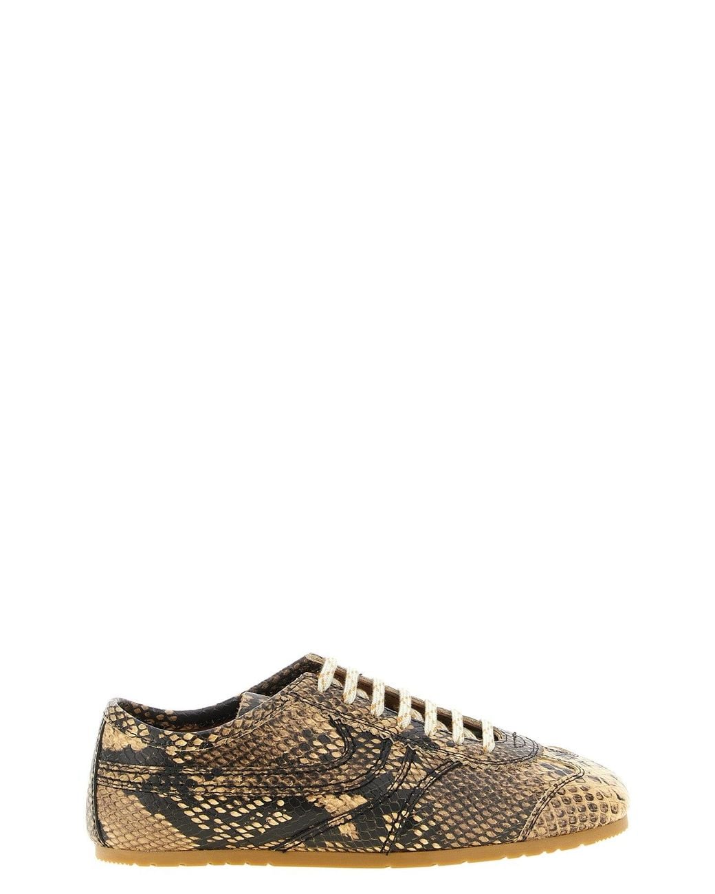 Dries Van Noten Brown Serpent-Effect Leather Sneakers