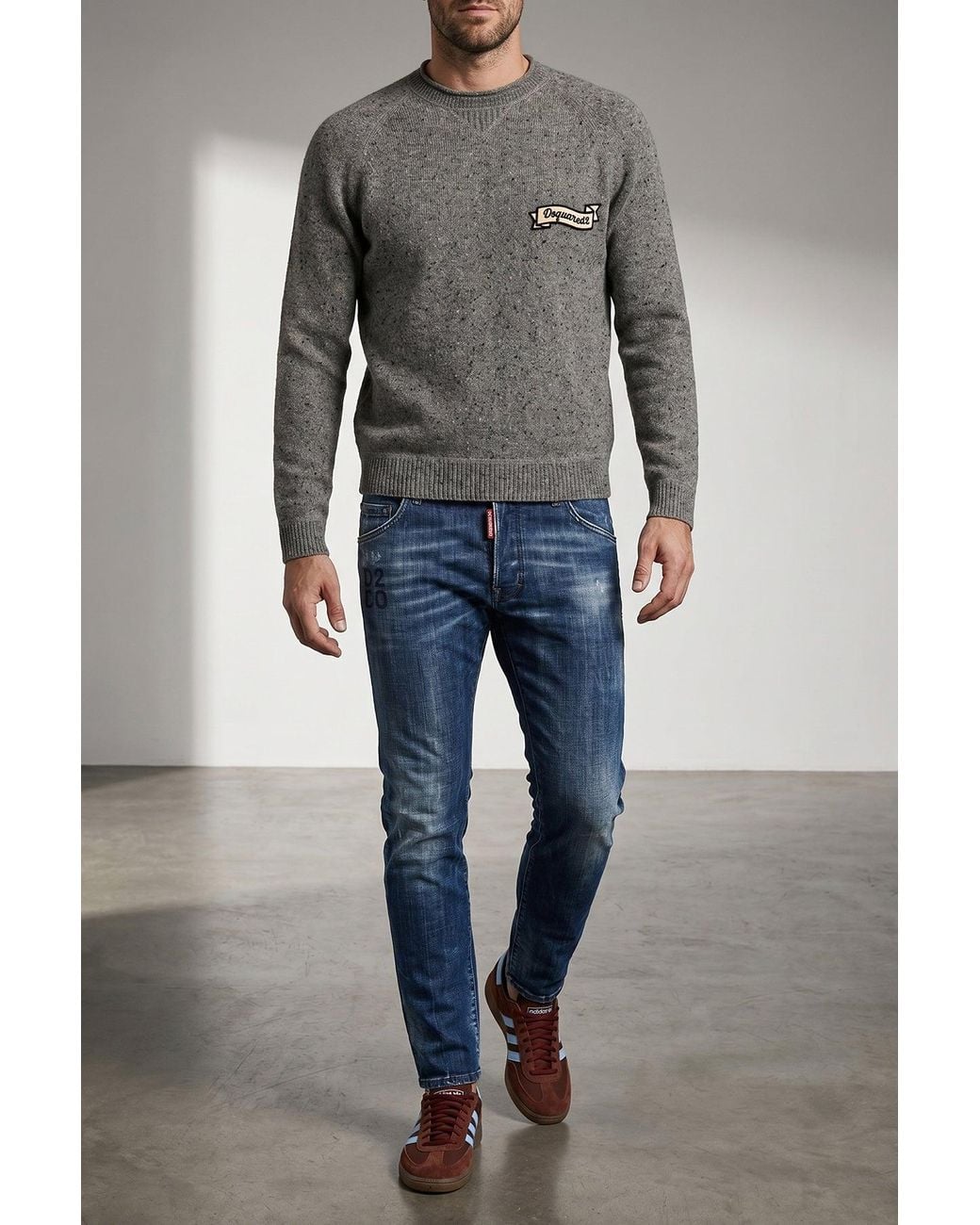 DSquared² Pullover Mit Banner-Logo-Patch in Gray für Herren