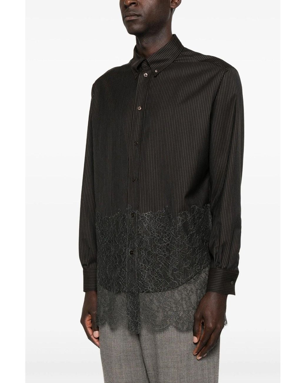 Fendi Black Shirt 'Wool With Lace' for men