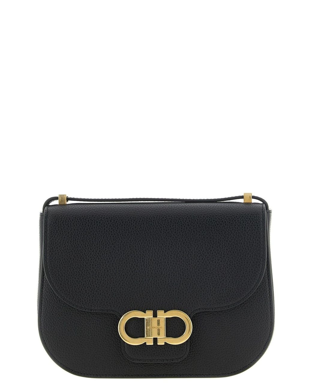 Ferragamo Black North-South Double Gancini Crossbody Bag