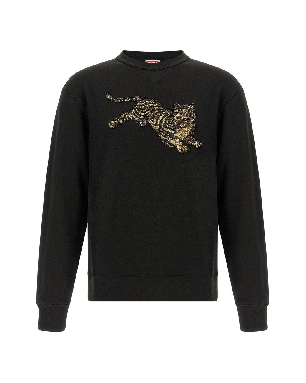 KENZO Black Sweatshirt With Jumping Tiger Embroidery for men