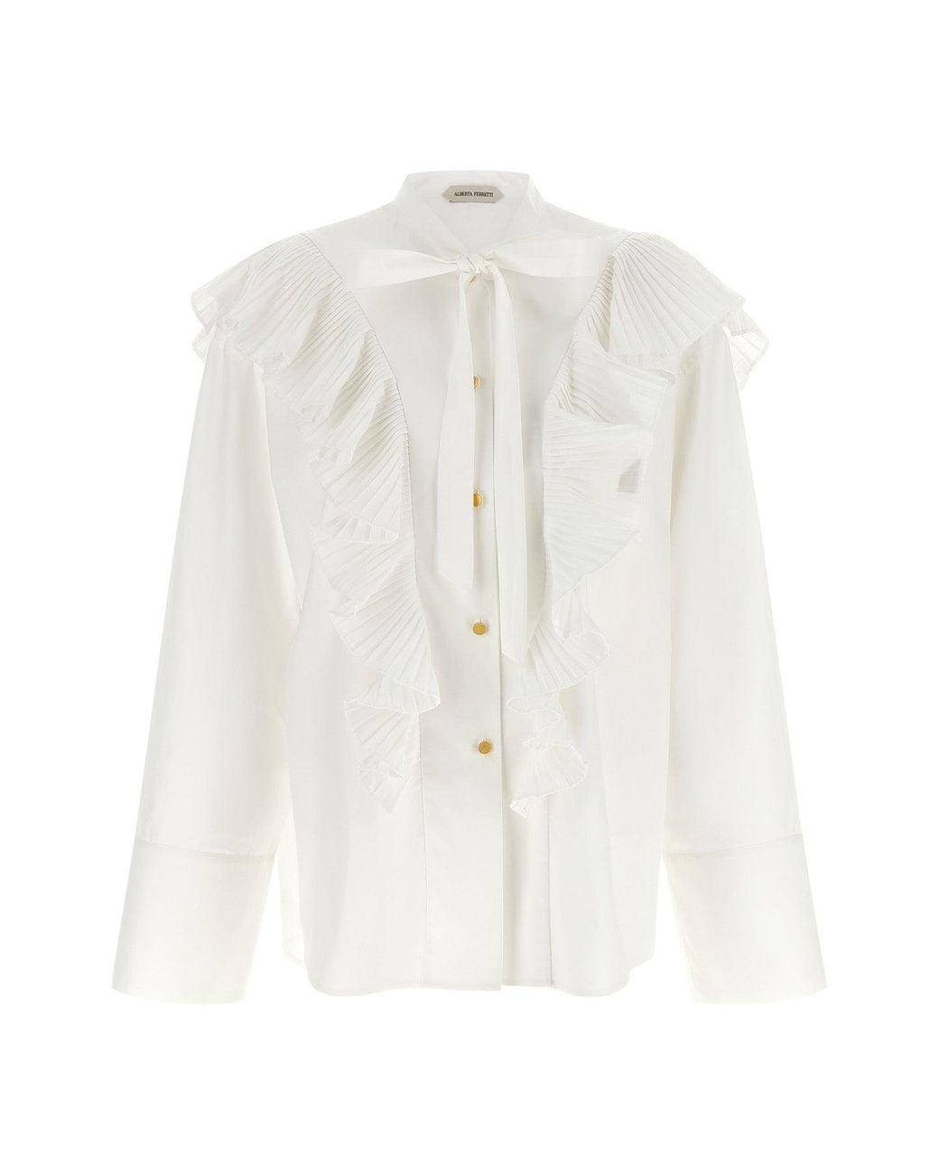Alberta Ferretti White Shirt With Pleated Ruffles