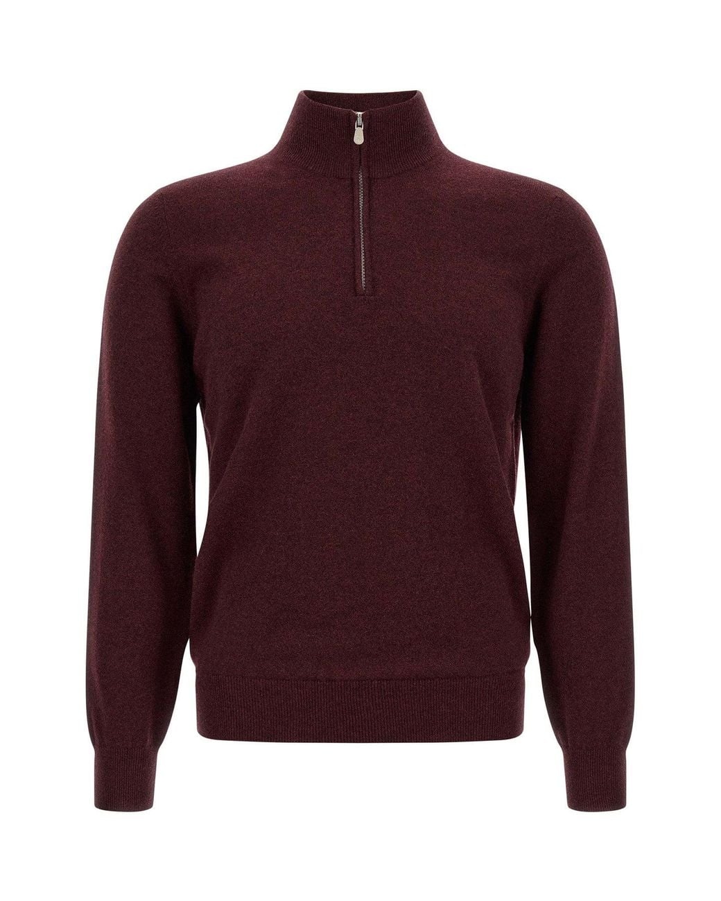 Brunello Cucinelli Purple Half-Zip Cashmere Sweater for men