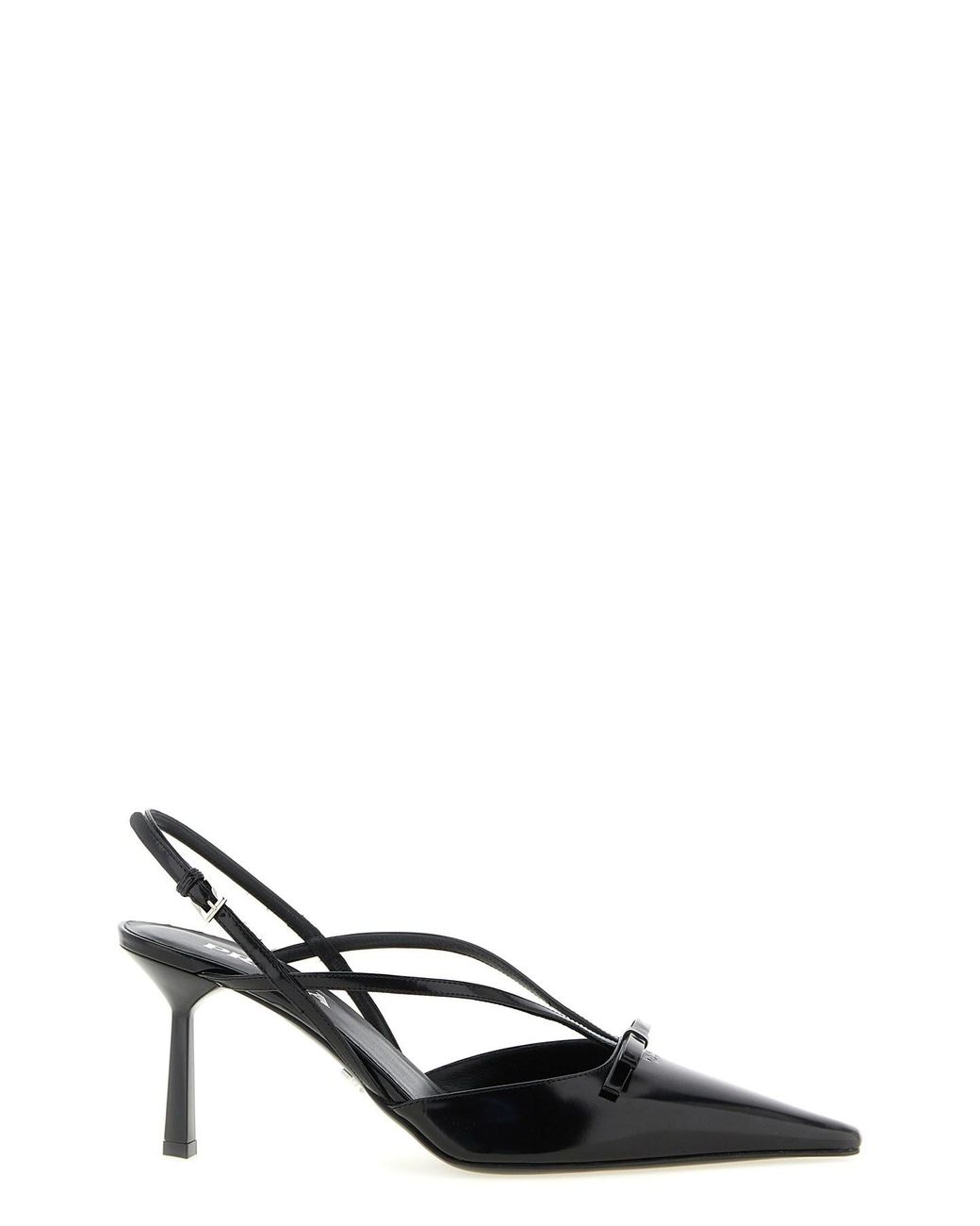 Prada Black Brushed Leather Slingback Pumps