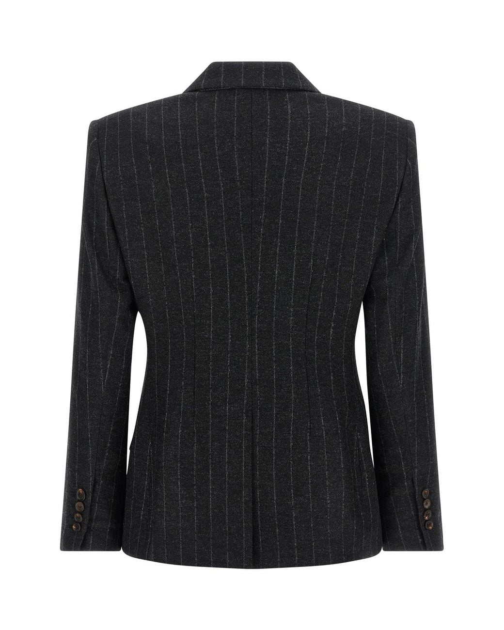 Brunello Cucinelli Black Double-Breasted Blazer With Luminous Pinstripes