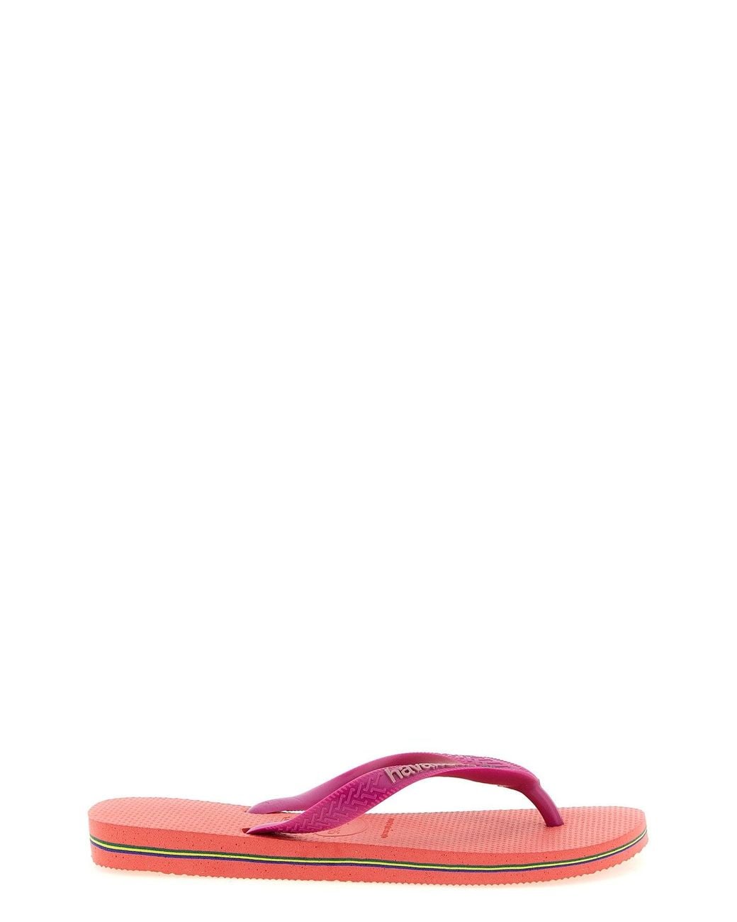 Havaianas Pink Thong Sandals With Embossed Logo