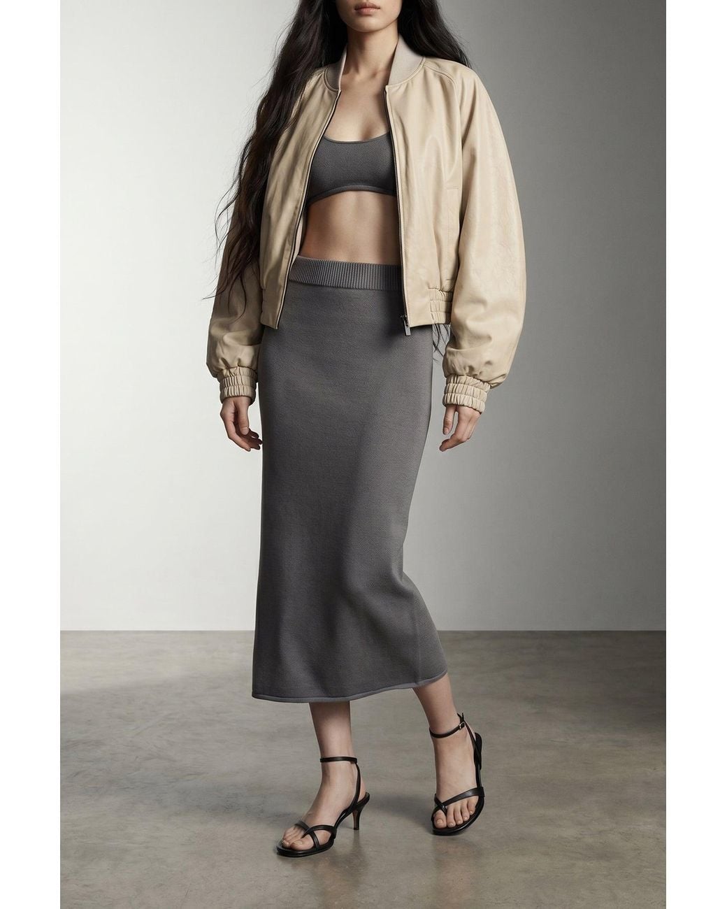 Entire studios Gray Cropped Top With Rolled Hem