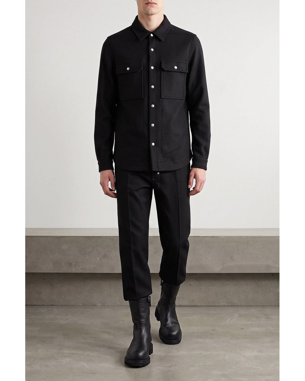 Rick Owens Black Outershirt With Metal Hardware for men