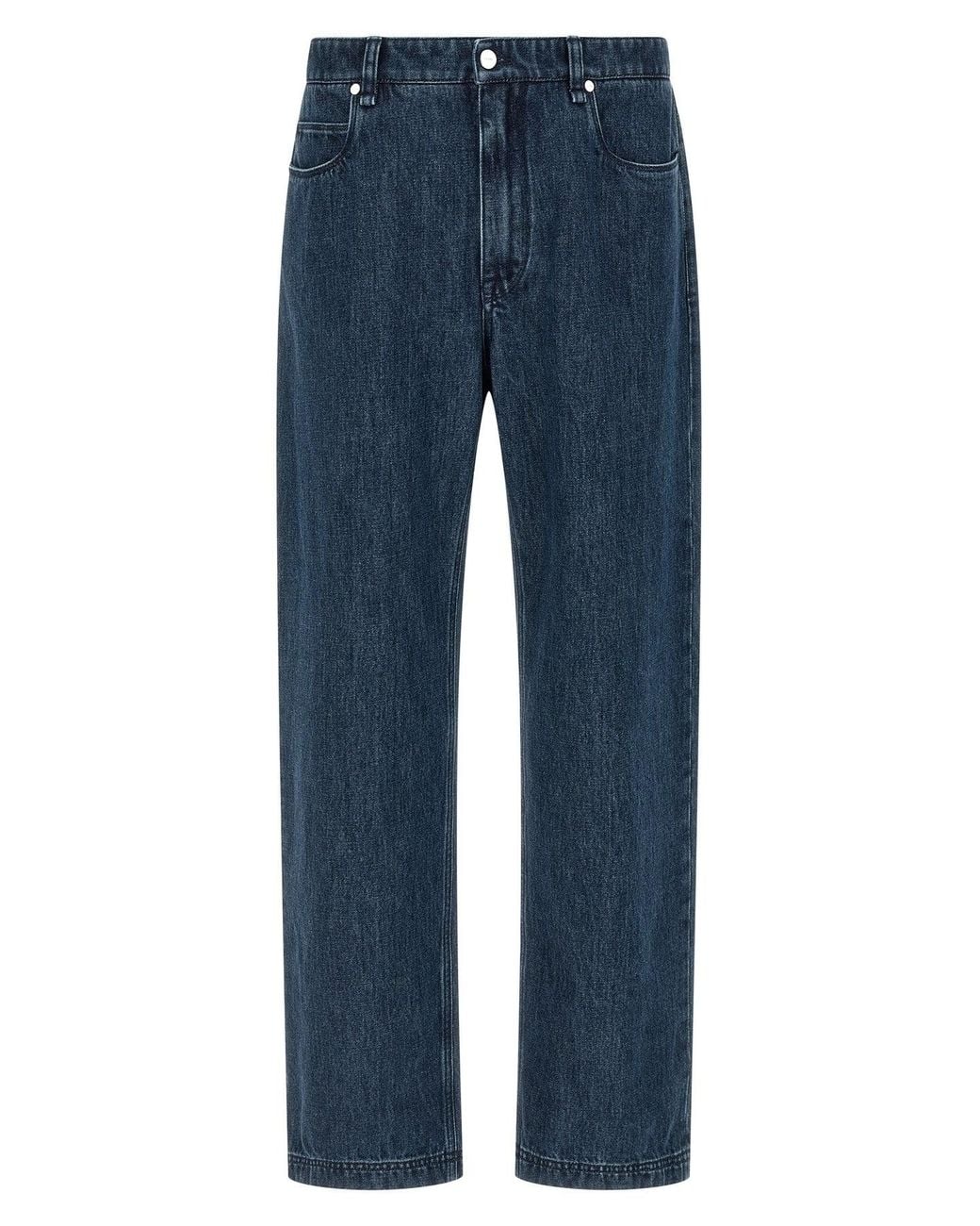 Fendi Blue Straight-Leg Jeans With Embossed Logo Patch for men
