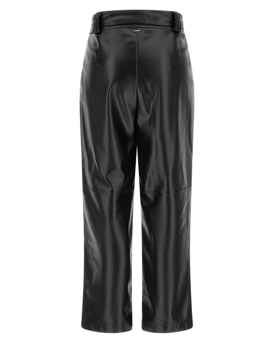 Twinset Black Coated Fabric Trousers With Belt