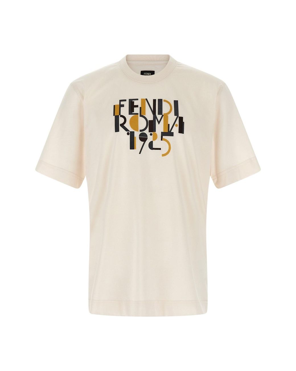 Fendi White ' Roma 1925' Print T-shirt for men